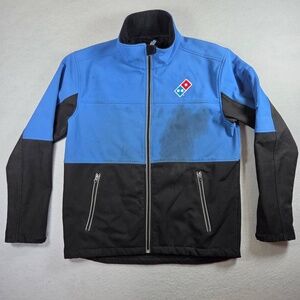 Domino's Pizza Rain Jacket Medium Blue Black Softshell Water Resistant Work Gear
